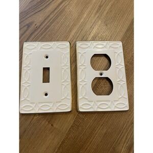 VINTAGE‎ GE Decorative Metal Wall Plate Outlet Cover Light Switch White Gold